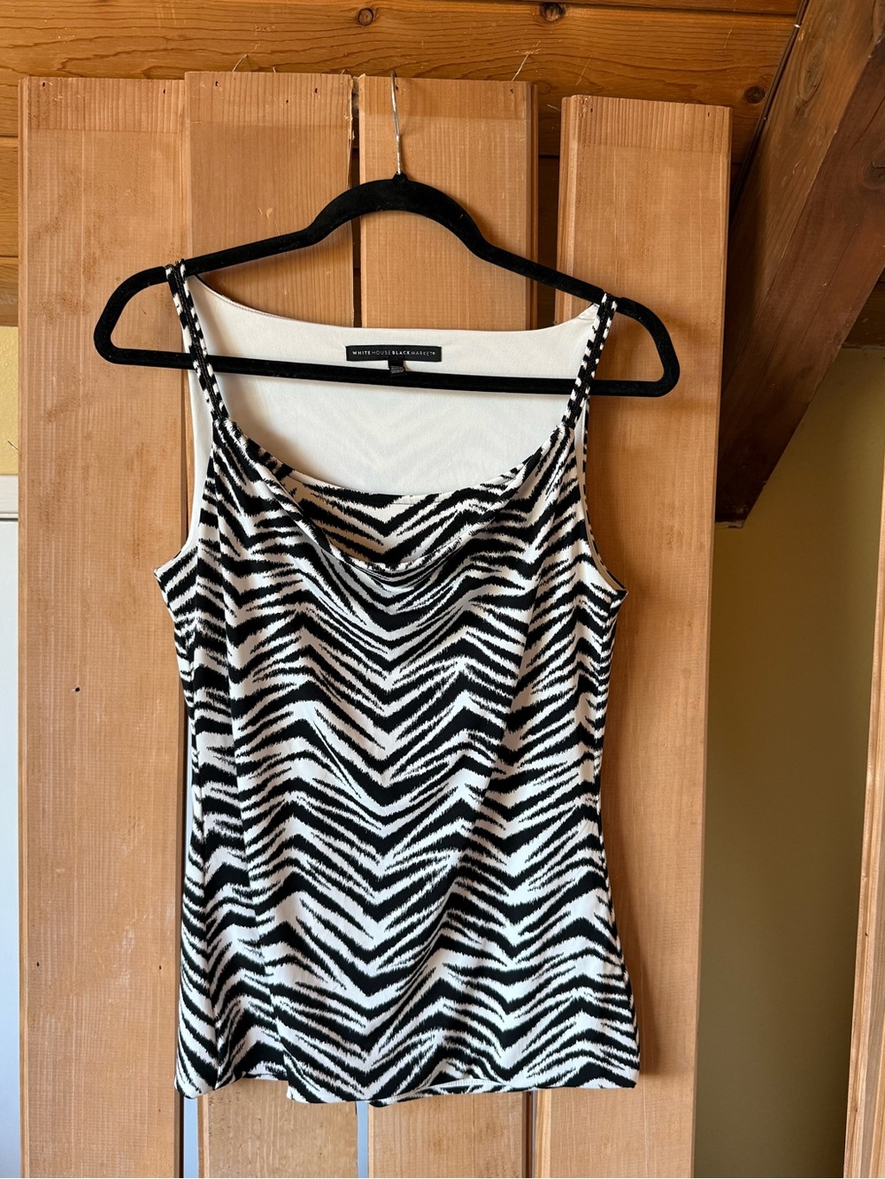 White House Black Market Zebra Print Cowl Neck Tank Top - Picture 4 of 7